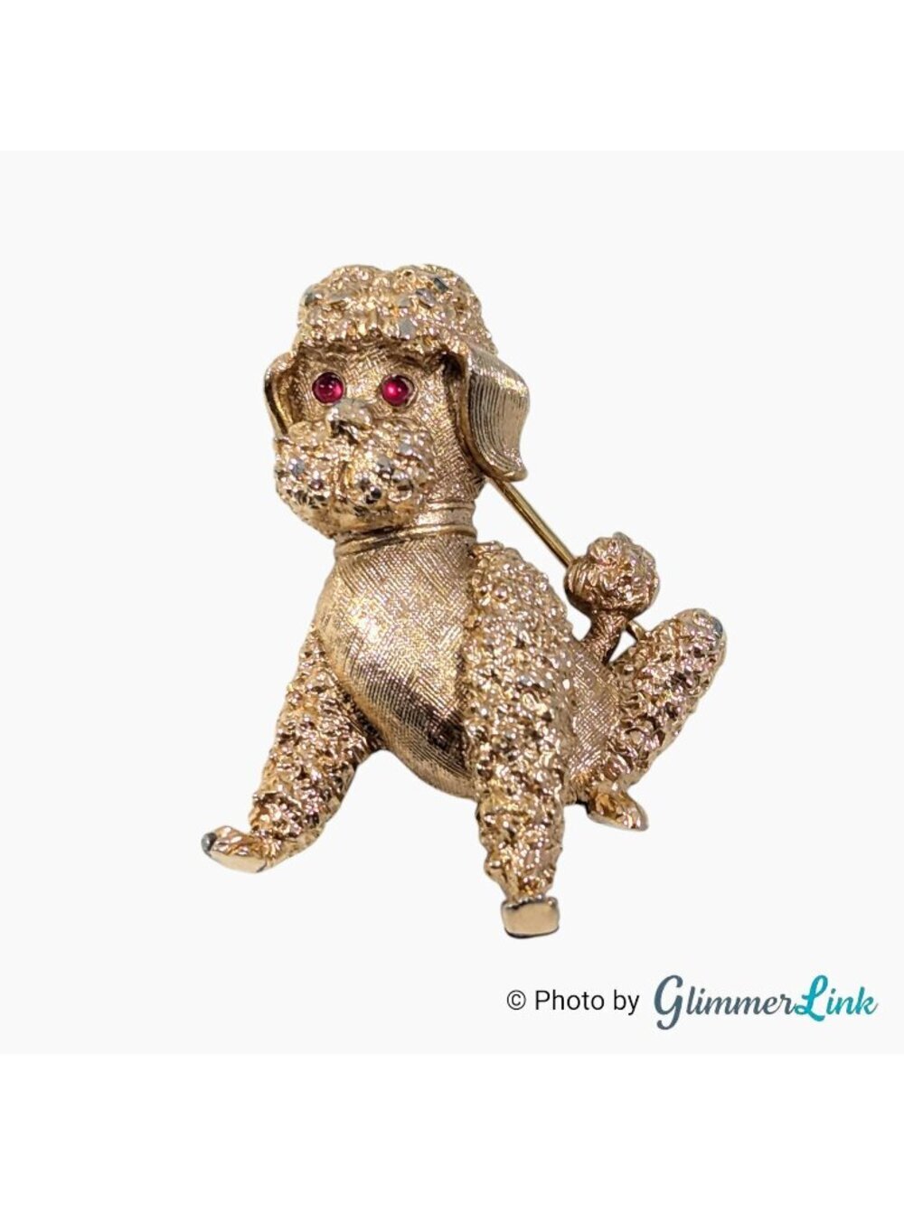 Vintage 60s Crown Trifari Poodle Dog Gold Tone Brooch
